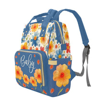 Load image into Gallery viewer, Diaper Bag Backpack - Watercolor Floral Smileys Girls Personalized Diaper Backpack