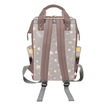Load image into Gallery viewer, Personalized Diaper Bag With Black Baby Girl Pigtails, PJs, Moons and Stars Diaper Backpack Waterproof Backpack