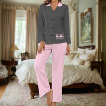 Load image into Gallery viewer, Mama Women&#39;s Satin Pajama Set Personalized With Kids Names on Sleeve