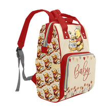 Load image into Gallery viewer, Pooh Bear and Tigger Red and Tan Diaper Bag Backpack Multi-Function Backpack