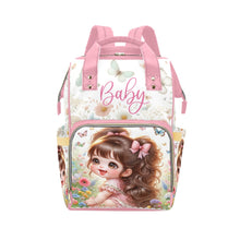 Load image into Gallery viewer, Baby Girl Pink Bows Meadow and Butterflies Diaper Bag Backpack