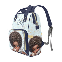 Load image into Gallery viewer, African American Baby Boy in Pajamas and Teddy Bear Diaper Backpack Multi-Function Backpack