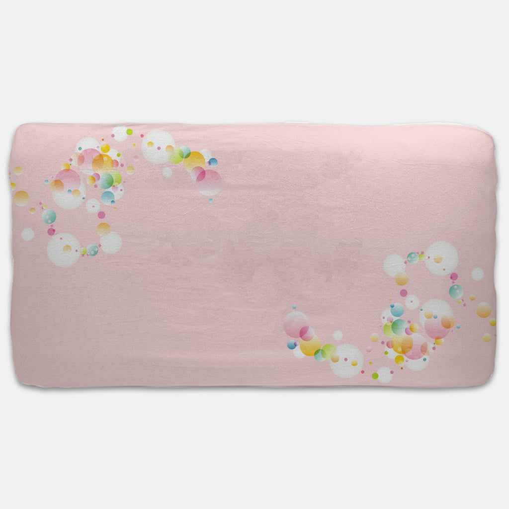 Designer Jersey Fitted Crib Sheet - Baby Pink With Bubbles
