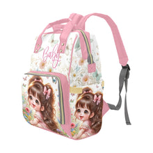 Load image into Gallery viewer, Baby Girl Pink Bows Meadow and Butterflies Diaper Bag Backpack