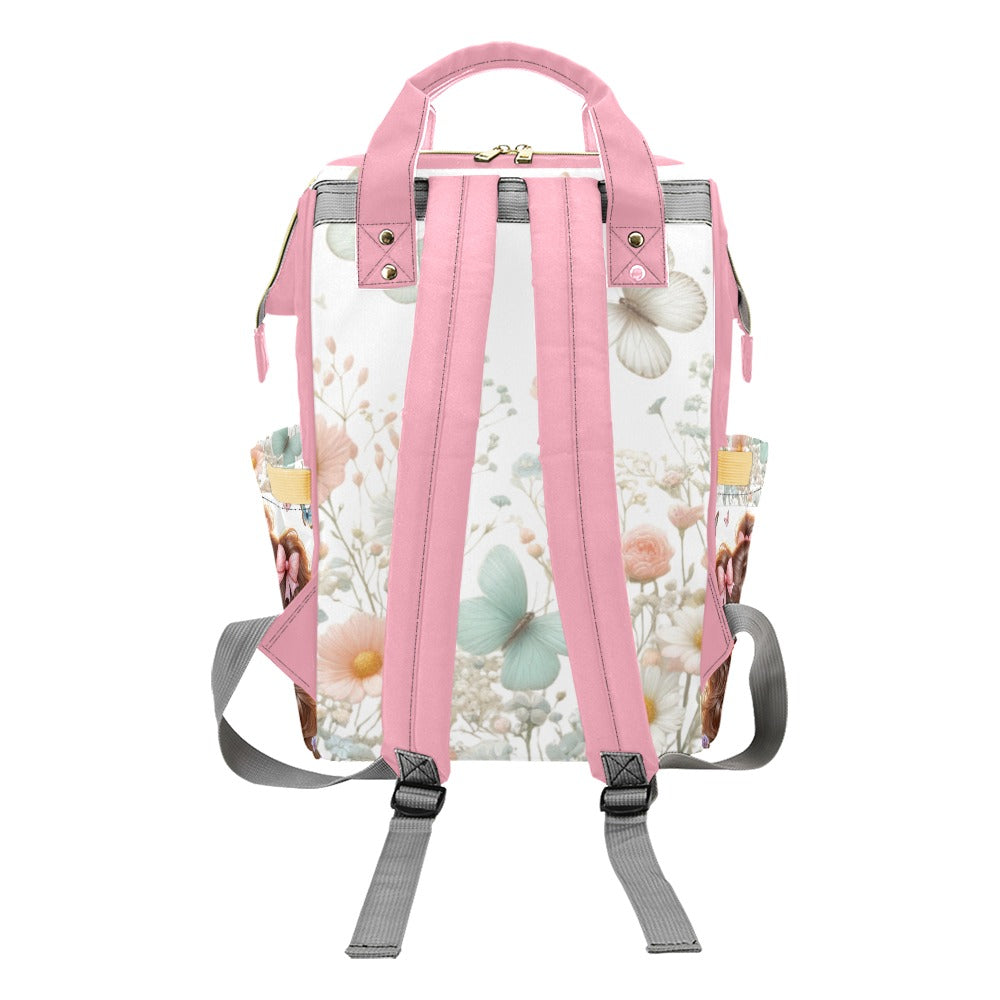 Baby Girl Pink Bows Meadow and Butterflies Diaper Bag Backpack