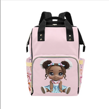 Load image into Gallery viewer, Designer Diaper Bag Backpack - African American Baby Girl Curly Locks