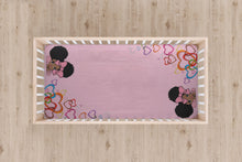 Load image into Gallery viewer, Designer Jersey Fitted Crib Sheet - African American Baby Girl With Natural Pigtails