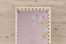 Load image into Gallery viewer, Designer Jersey Fitted Crib Sheet - Baby Pink With Bubbles