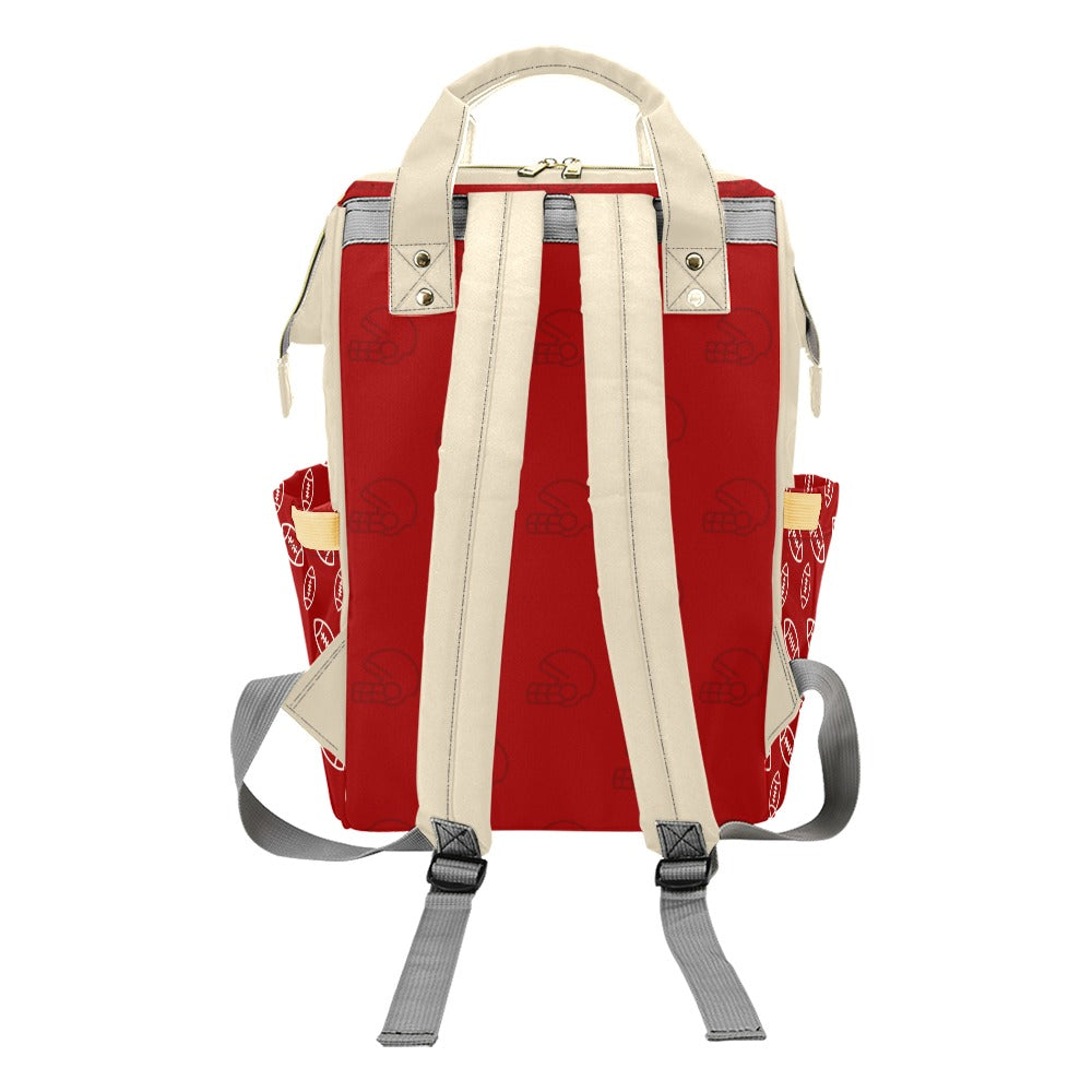 Football African American Baby Boy Red Tan Multi-Function Waterproof Backpack