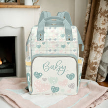 Load image into Gallery viewer, Boho Hand-Drawn Hearts Diaper Bag Backpack