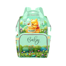 Load image into Gallery viewer, Personalized Diaper Bag - Pooh Bear Honeybee Love in the 100 Acre Wood Diaper Bag Backpack