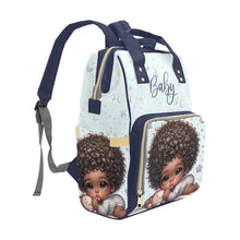 Load image into Gallery viewer, African American Baby Boy in Pajamas and Teddy Bear Diaper Backpack Multi-Function Backpack