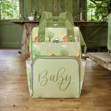 Load image into Gallery viewer, Baby Bag Backpack - Tractors And Farm In Green Tones Multi-Function Backpack