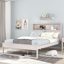 Load image into Gallery viewer, Platform Bed with Storage Headboard, Sockets and USB Ports, Full Size Platform Bed, Antique White