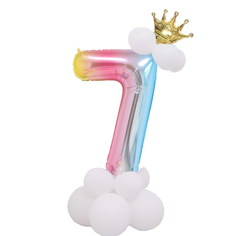 1 SET Rainbow Foil Number Balloons 0-9 Birthday Party Anniversary Decor Globo Kids figure Air Ball Supplies