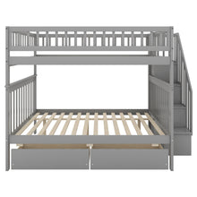 Load image into Gallery viewer, Full over Full Bunk Bed with Two Drawers and Storage, Gray