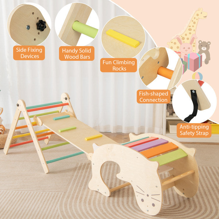 7-in-1 Indoor Climbing Toys for Toddlers with Reversible Ramp