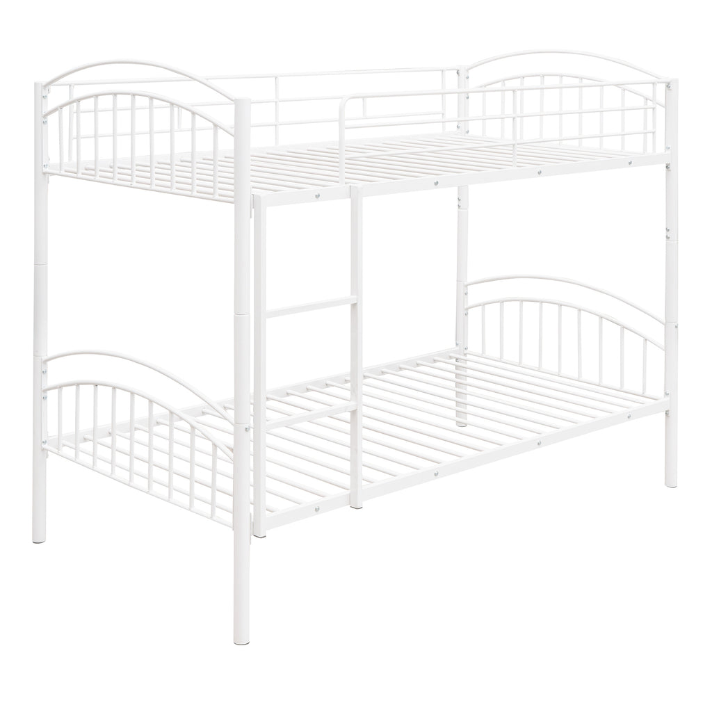 Twin Over Twin Metal Bunk Bed,Divided into Two Beds(White)