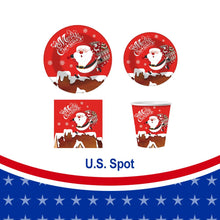 Load image into Gallery viewer, Christmas Party Supplies Paper Plates, 50pcs Table Decorations Christmas Disposable Dinnerware Set Includes Paper Plates Napkins Cup Serves 10 for Xmas Holiday Party Supplies