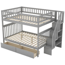 Load image into Gallery viewer, Full over Full Bunk Bed with Two Drawers and Storage, Gray