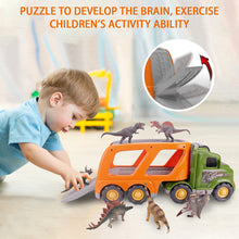 Load image into Gallery viewer, Toy Dinosaur for 2 3 4 Years Old Boys and Girls;  Car Transport Truck with Sound and Light;  6 Pack of 5&#39;&#39; Dinosaur Toys;  Educational Realistic Dinosaur Play Set