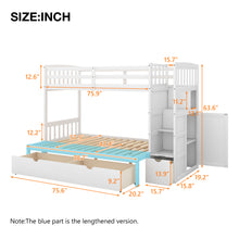 Load image into Gallery viewer, Twin over Full/Twin Bunk Bed, Convertible Bottom Bed, Storage Shelves and Drawers, White
