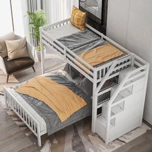 Load image into Gallery viewer, Twin over Full Loft Bed with Staircase,White