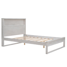 Load image into Gallery viewer, Platform Bed with Storage Headboard, Sockets and USB Ports, Full Size Platform Bed, Antique White