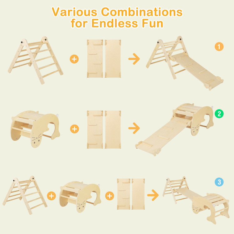 7-in-1 Indoor Climbing Toys for Toddlers with Reversible Ramp