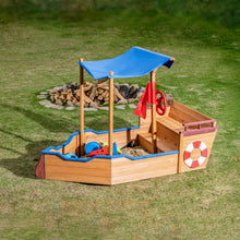 Load image into Gallery viewer, Outsunny Pirate Ship Sandbox with Cover and Rudder
