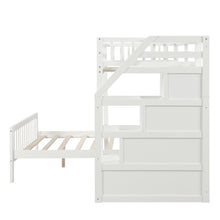 Load image into Gallery viewer, Twin over Full Loft Bed with Staircase,White