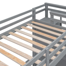 Load image into Gallery viewer, Twin Over Twin Bunk Bed with Trundle and Staircase,Gray