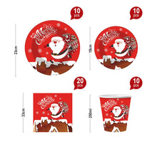 Load image into Gallery viewer, Christmas Party Supplies Paper Plates, 50pcs Table Decorations Christmas Disposable Dinnerware Set Includes Paper Plates Napkins Cup Serves 10 for Xmas Holiday Party Supplies