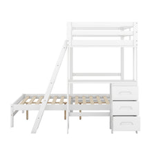 Load image into Gallery viewer, Twin over Full Bunk Bed with Built-in Desk and Three Drawers,White