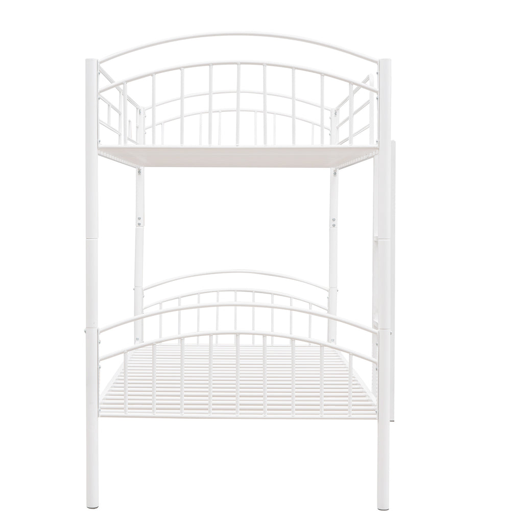 Twin Over Twin Metal Bunk Bed,Divided into Two Beds(White)