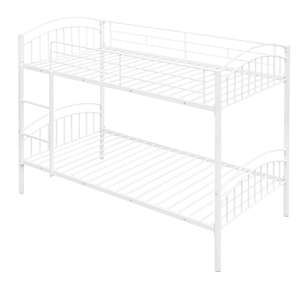 Twin Over Twin Metal Bunk Bed,Divided into Two Beds(White)