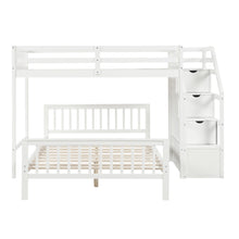 Load image into Gallery viewer, Twin over Full Loft Bed with Staircase,White