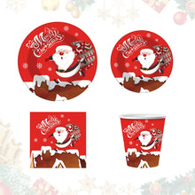 Load image into Gallery viewer, Christmas Party Supplies Paper Plates, 50pcs Table Decorations Christmas Disposable Dinnerware Set Includes Paper Plates Napkins Cup Serves 10 for Xmas Holiday Party Supplies