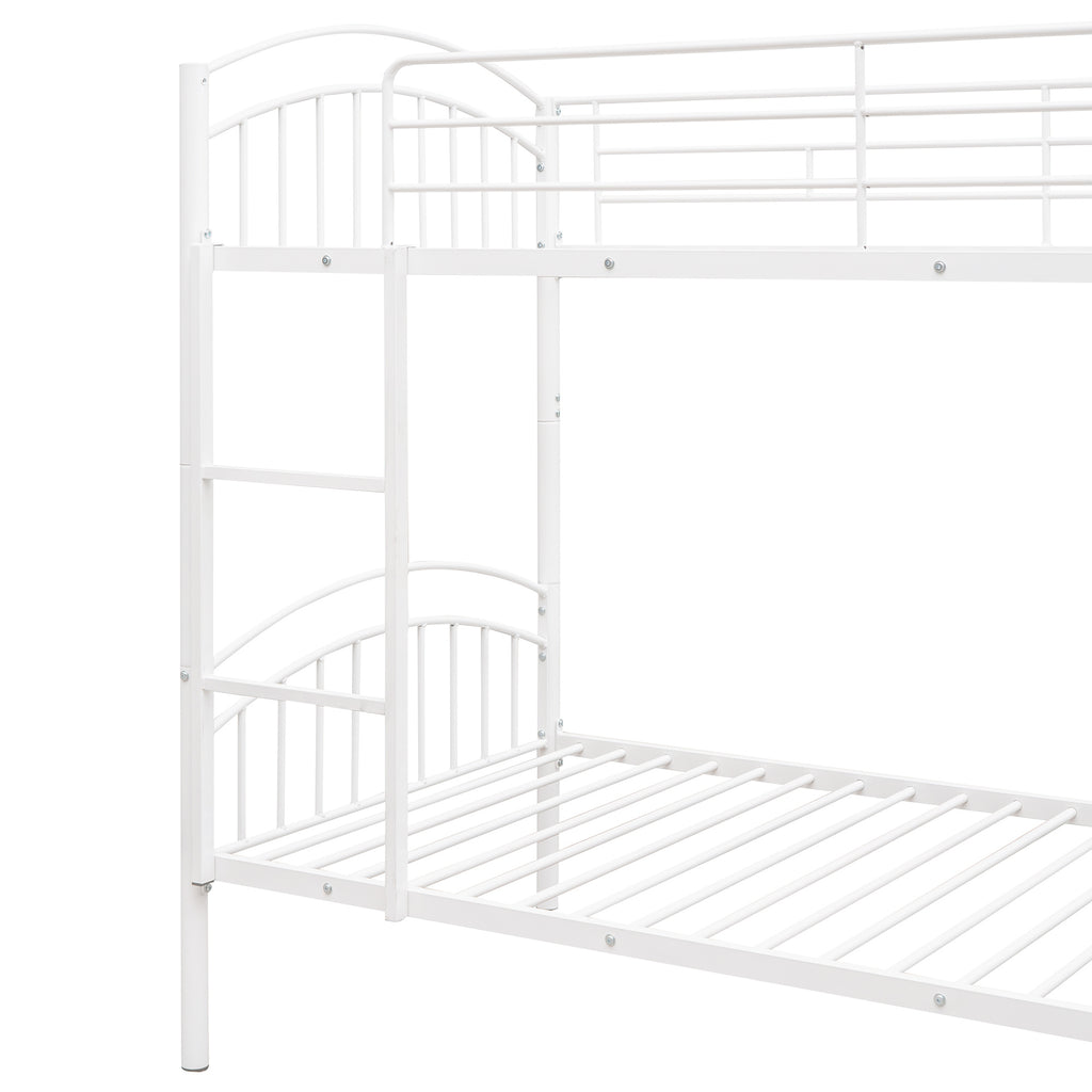 Twin Over Twin Metal Bunk Bed,Divided into Two Beds(White)