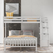 Load image into Gallery viewer, Twin over Full Loft Bed with Staircase,White