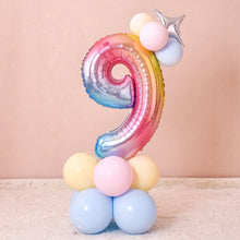 Load image into Gallery viewer, 1 SET Rainbow Foil Number Balloons 0-9 Birthday Party Anniversary Decor Globo Kids figure Air Ball Supplies