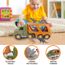 Load image into Gallery viewer, Toy Dinosaur for 2 3 4 Years Old Boys and Girls;  Car Transport Truck with Sound and Light;  6 Pack of 5&#39;&#39; Dinosaur Toys;  Educational Realistic Dinosaur Play Set