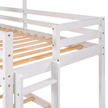 Load image into Gallery viewer, Twin Over Twin Bunk Bed Wood Bed with Roof, Window, Guardrail, Ladder (White)