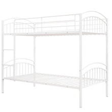 Load image into Gallery viewer, Twin Over Twin Metal Bunk Bed,Divided into Two Beds(White)