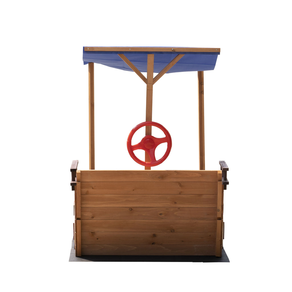 Outsunny Pirate Ship Sandbox with Cover and Rudder