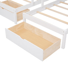 Load image into Gallery viewer, Full Over Twin &amp; Twin Bunk Bed, Wood Triple Bunk Bed with Drawers and Guardrails (White)