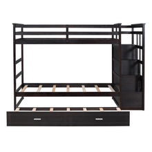 Load image into Gallery viewer, Twin Over Twin Bunk Bed with Trundle and Staircase, Espresso