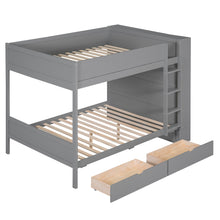 Load image into Gallery viewer, Full over Full Bunk Bed With 2 Drawers and Multi-layer Cabinet, Gray