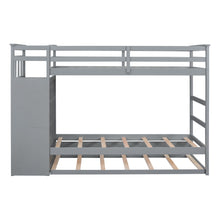 Load image into Gallery viewer, Twin Over Twin Bunk Bed with Trundle and Staircase,Gray