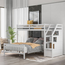 Load image into Gallery viewer, Twin over Full Loft Bed with Staircase,White